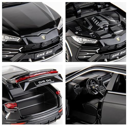 Image of 1:24 Lamborghini Urus Car Model, Diecast Pull Back Car Toy car, Doors Open, Light and Sound, Boys Toys Kids Adults Gifts (Black)