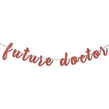 Future Doctor Banner Red Glitter, Congrats Doctor Graduate, Class of 2026 Doctor Graduation Party Decorations Supplies