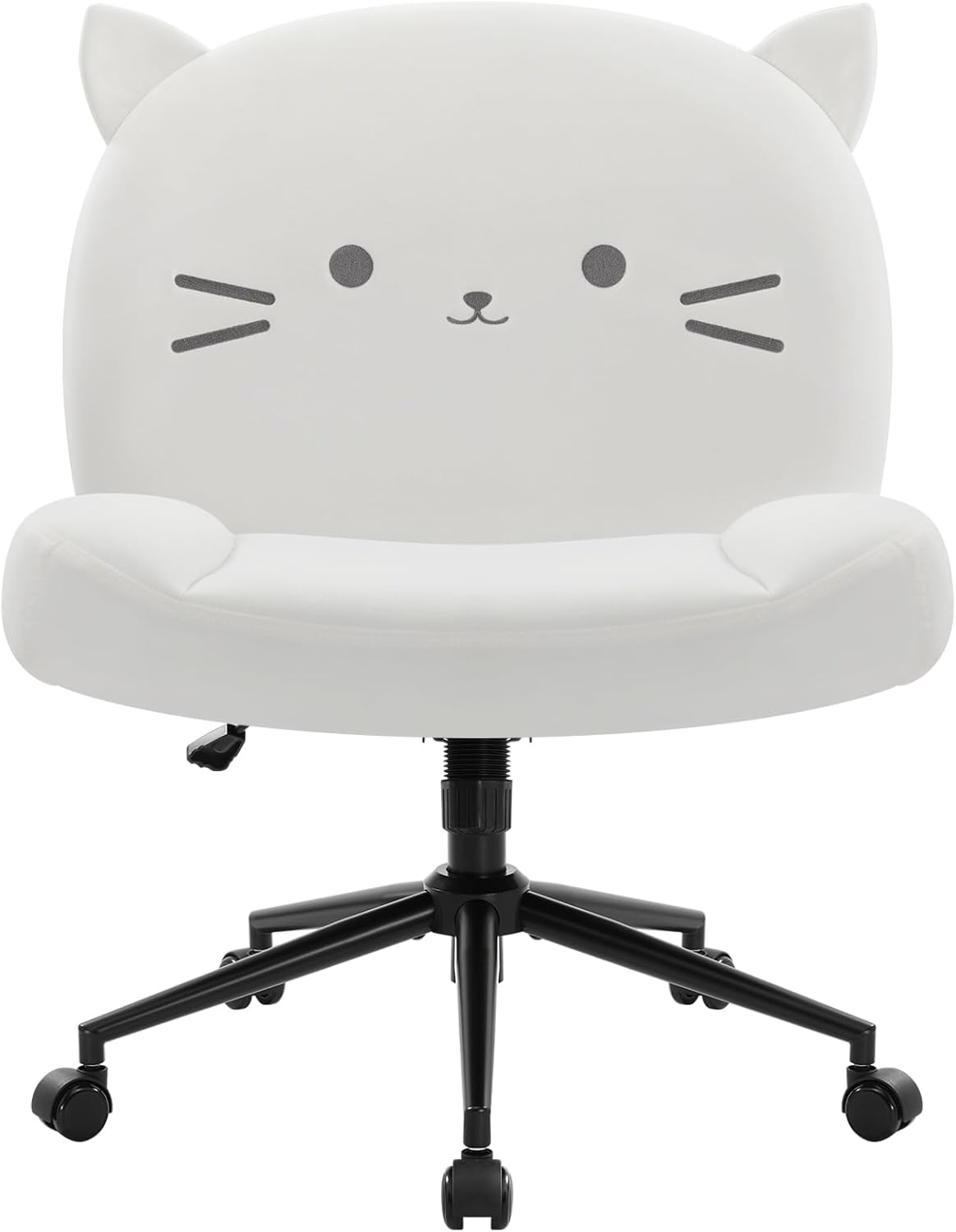 IWMH Armless Office Desk Chair with Wheels,Ergonomic Criss Cross Legged Computer Chair with Fabric Padded, Height Adjustable Wide Seat Vanity Chairs,Mid Back Task Chair for Home, Bedroom (Black)