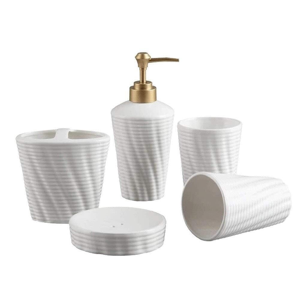 Juego de accesorios de baño de cerámica estriada con soporte para cepillos de dientes
