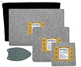Wool Pressing Mat 3 Pack 17' X 24' Quilting Iron Pressing Pad 100% New Zealand Wool Felt Table Top Press Fabric & 13' X 13' | 9' X 9' Quilters Mats Included with Custom Travel Bag and Iron Rest Pad