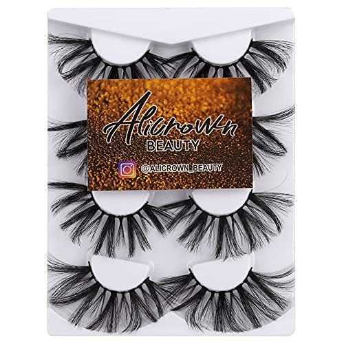 ALICROWN 25MM Mink Lashes Faux Fluffy Dramatic Wispy False Eyelashes Full Luxury Soft Lashes Pack