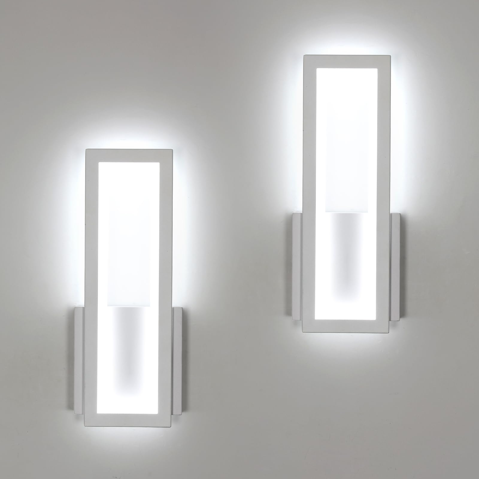Osairous Lámpara de Pared LED Interior, 2 Piezas Apliques de Pared 16W 1800LM, Luz de LED Blanco Moderna en Acrílico Dormitorio Blanco Frio 6500K para Sala de Estar Pasillo Escalera 32CM