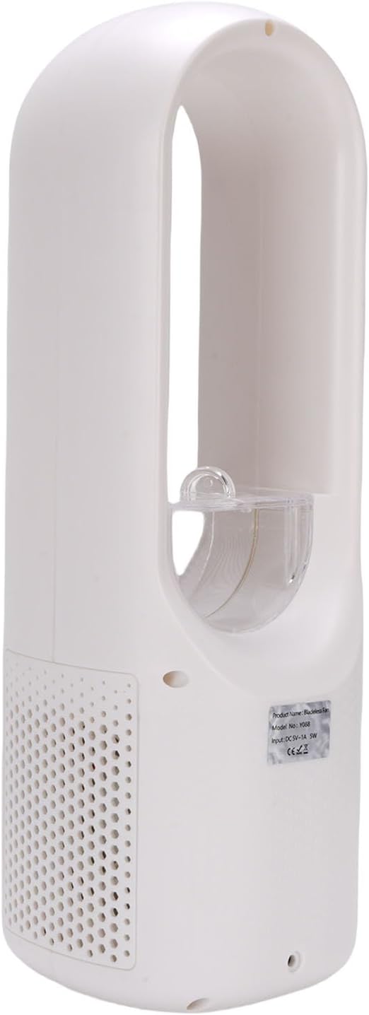 Walfront Desk Bladeless Fan with USB Powered Quiet Cooling and Mist Function, 6 Speeds and Multicolor LED Light for Home Office and Bedroom