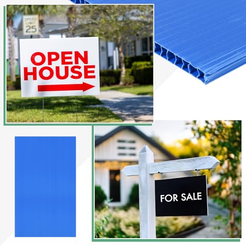 Image of M METERXITY 5-Pack Corrugated Plastic Sheets, 18 Inch x 24 Inch Waterproof Blank Corrugated Poster Board Yard Signs for Garage Sale /Office /Classroom /Party /Lawn Sign Road [5mm Thick, Blue]