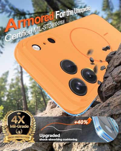 Image of Magnetic for iPhone 17 Pro Case,Shockproof Matte Cover,Orange | with Screen Protector,Compatible with MagSafe,Military Grade Drop Protection,Full Camera Protection,Non-Slip Design Case