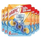 Harpic Active Fresh Toilet Rim Block, Sparkling Citrus, Pack of 6, Anti-Limescale, Dirt Remover, Lasts up to 30 weeks and up to 1250 flushes, Toilet Cleaner, Toilet Freshener