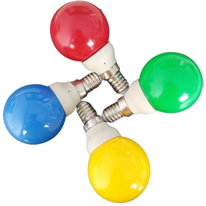 Lot de 50 Ampoules LED décoratives d'intérieur, 12-80 V CC, culot G45 E27/E14, Rouge/Jaune/Bleu/Vert/Blanc, 2,5 W.