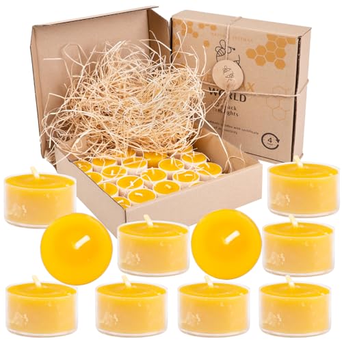 BeesWax World Teelichter aus 100 % natürlichem Bienenwachs |...