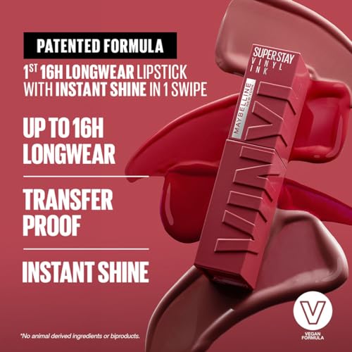 Maybelline Super Stay Vinyl Ink Liquid Lip Color - Highly Pigmented Color and Instant Shine, Sultry, 4.2ml - Image 4