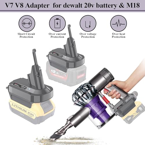 Convertidor de batería DeWalt y Milwaukee para Dyson V8 y V7 con succión prolongada 6