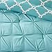 Madison Park Essentials Kasey Cozy Comforter Set - Fretwork Design, All Season Bedding with Matching Shams, Decorative Pillow, Queen (90in x 90 in), Diamond Aqua Comforter 5 Piece