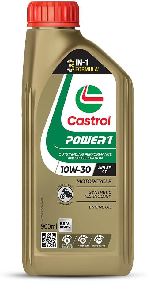 3383334 POWER1 4T 10W-30 API SL Synthetic Engine Oil for Bikes (900ml)