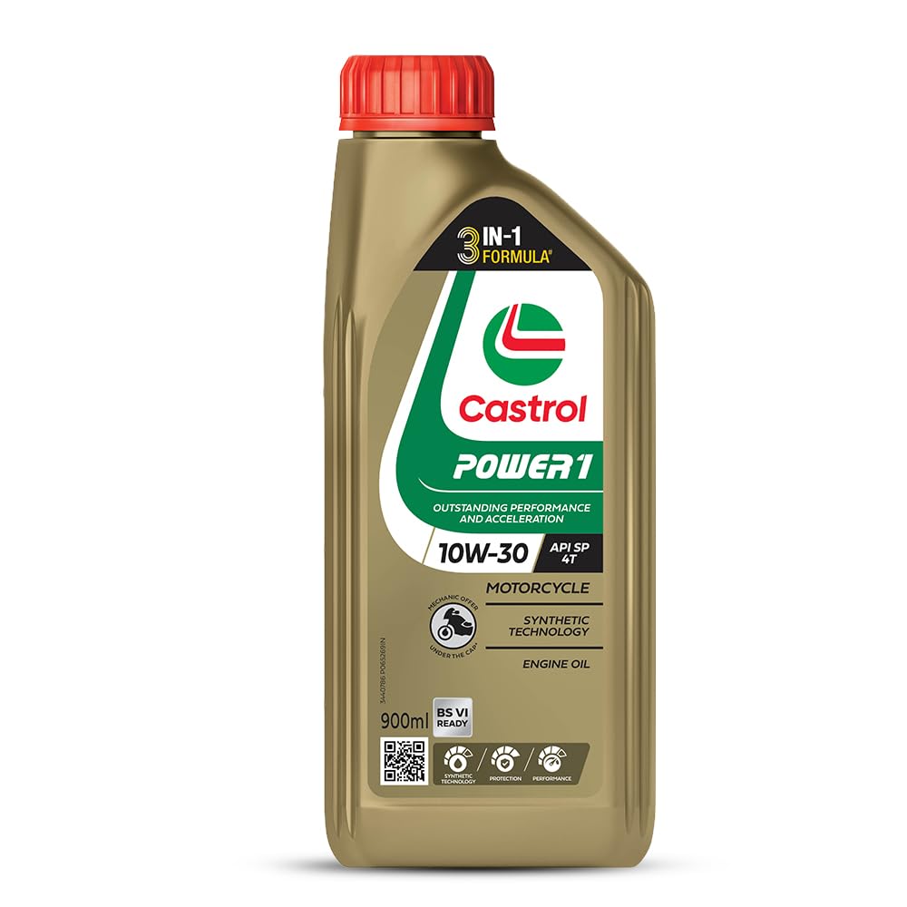Castrol POWER1 4T 10W-30 Synthetic Technology Engine Oil for Bikes 0.9L