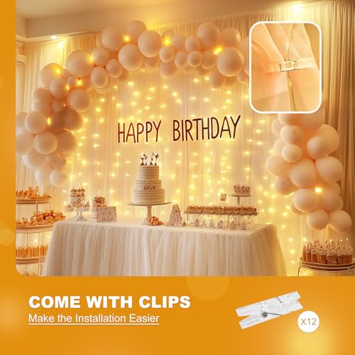 Telón de tul champagne con luces para fondo fotográfico 10x8 pies miniatura 7