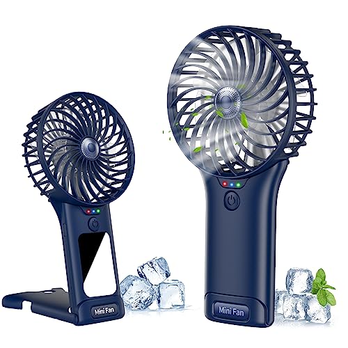 Ventilateur Portable à Main Silencieux, Mini Rechargeable USB, Avec Miroir, à Piles 4 Vitesses...