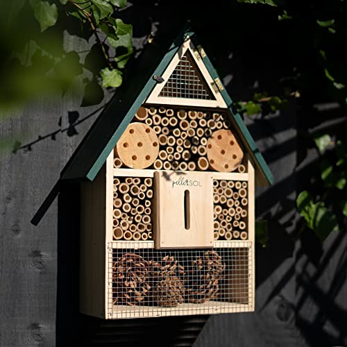 Pelle & Sol Eco-Friendly Bee House | Bug Hotel for Bees, Butterfly, Insect | Kid Friendly Weather Resistant Hanging Bee Hotel Bamboo Nesting Habitat | Bug House Garden Decor & Nature Gifts for Kids - Image 7