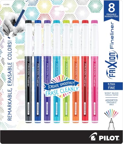 Image of PILOT FriXion Fineliner Erasable Marker Pens, Fine Point 0.7 mm, Vivid Colors, Erasable Pens - Ideal for School, Journaling, & Office Writing (Pack of 96)
