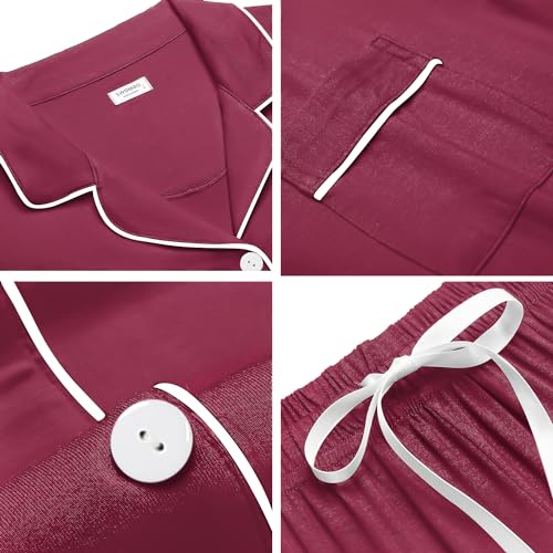 Image of SWOMOG Womens Button Down Pajamas Set Short Sleeve Sleepwear Bride Soft Pj Lounge Sets XS-3XL