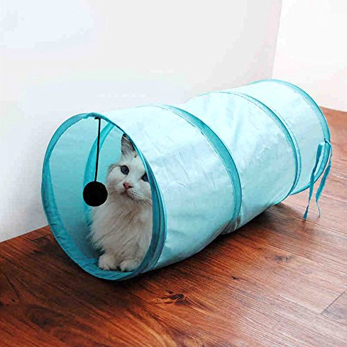 eizur Cat túnel plegable Pet gato túnel parte túnel Pet Supplies gato juguete mascotas juguete Collapsible juguete atractivas 55 cm x25 cm (Azul/Rosa/Verde)