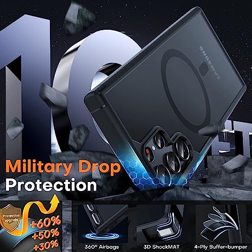 Image of TOCOL for Samsung Galaxy S22 Ultra Case Magnetic, [Wireless Charging Compatible ][Military Drop Protection] Translucent Matte Back Cover for S22 Ultra, Black