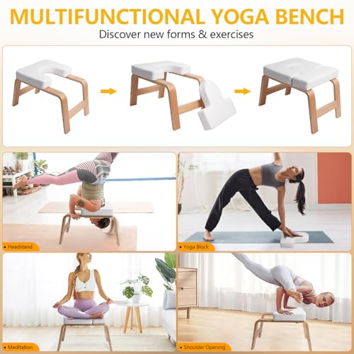 Image of Yoga Headstand Bench PU Pad Headstand Trainer Max Load 300lbs