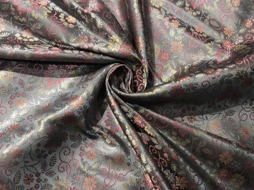 Tissu brocart de soie rigide gris argenté pour robe structurée - 2