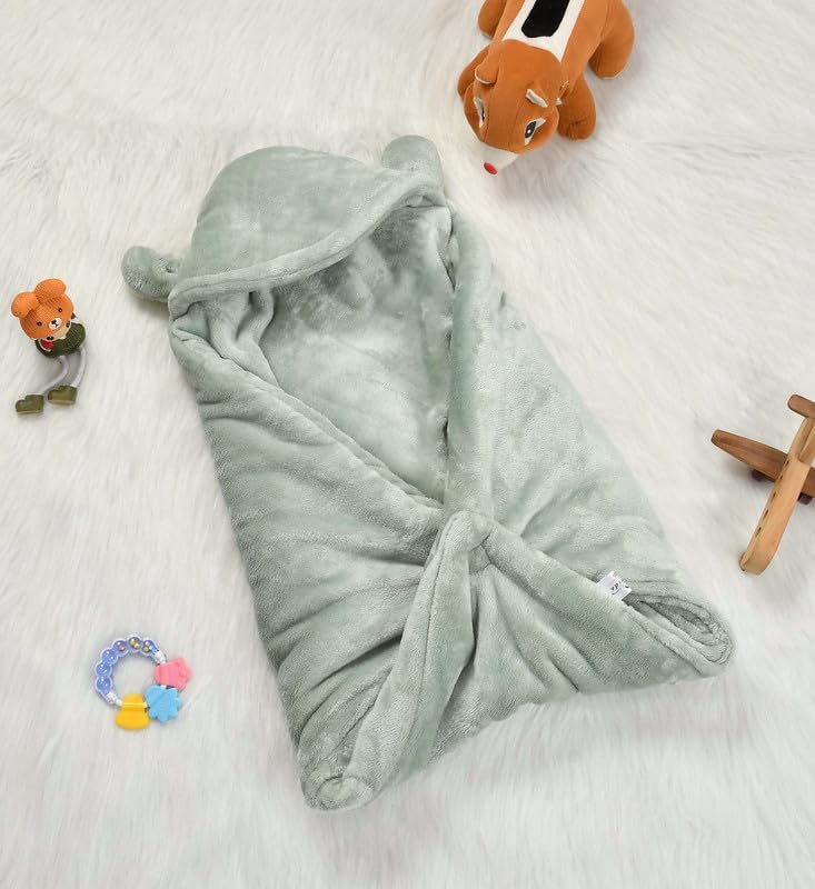 Image of Florida All Season Hooded Baby Blanket Swaddler Wrapper Flannel Soft and Comfortable for New Born Babies-Wrap Grey