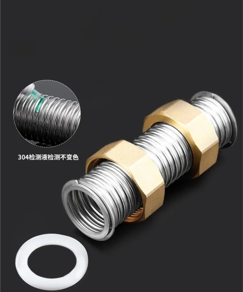 Tubo corrugado a prueba de explosiones de acero inoxidable 304 G1.5" DN40 X DN40 Manguera de entrada de agua Tubo de conexión de cable interno doble(100CM_DN40)