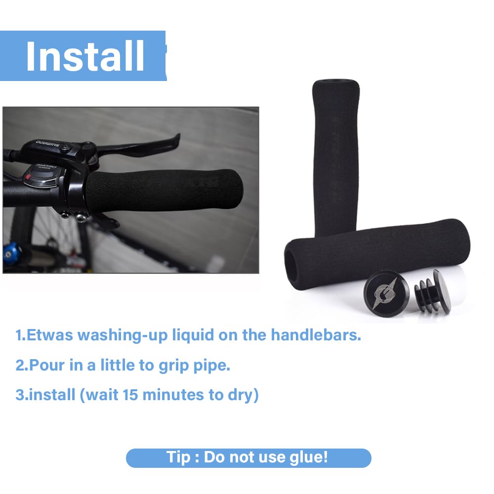 Rhys 2 Pezzi Impugnate Bici impugnature per Bicicletta in Spugna Antiscivolo Universal per Manubrio per Mountain Bike Scooter Elettrico
