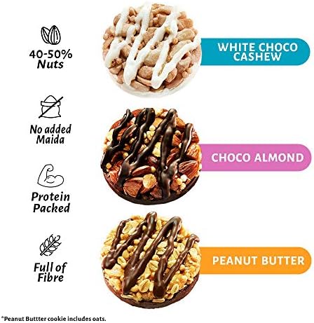 Open Secret Multi Flavor Story Box | 1 Assorted Story Box with Choco Almond, White Choco Cashew & Peanut Butter Nutty Cookies|No Added Maida| Family Snacks Biscuit | 6 Cookies Per Box, 75g