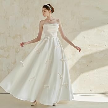 Amazon | [Ulshmilra] 結婚式の前撮りオフショルダー A 裾白い