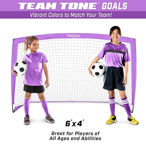Image of GoSports Portable Soccer Goals for Kids - 13 Color Options - Choose 4 x 3 ft or 6 x 4 ft - Team Tone Pop Up Nets for Backyard