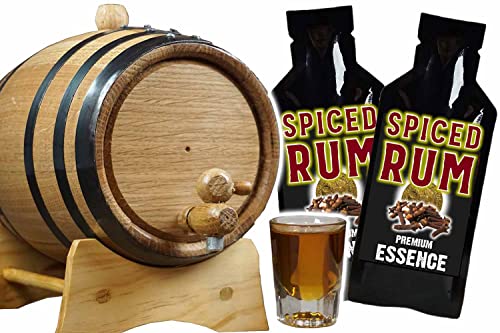 Bootleg Barrel Kit, Barrel Aged Spiced Rum Making Kit with Oak Aging Barrel (1 Liter)