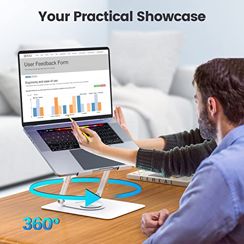 Cloudeck T360 Laptop Stand Anti-Shake With Heavy Swivel Base, Ergonomic Multi-Angle Adjustable Laptop Stand Riser Ipad Holder For Macbook Pro/Air, Surface Laptop, Tablet Up To 17 Inches #TOP1