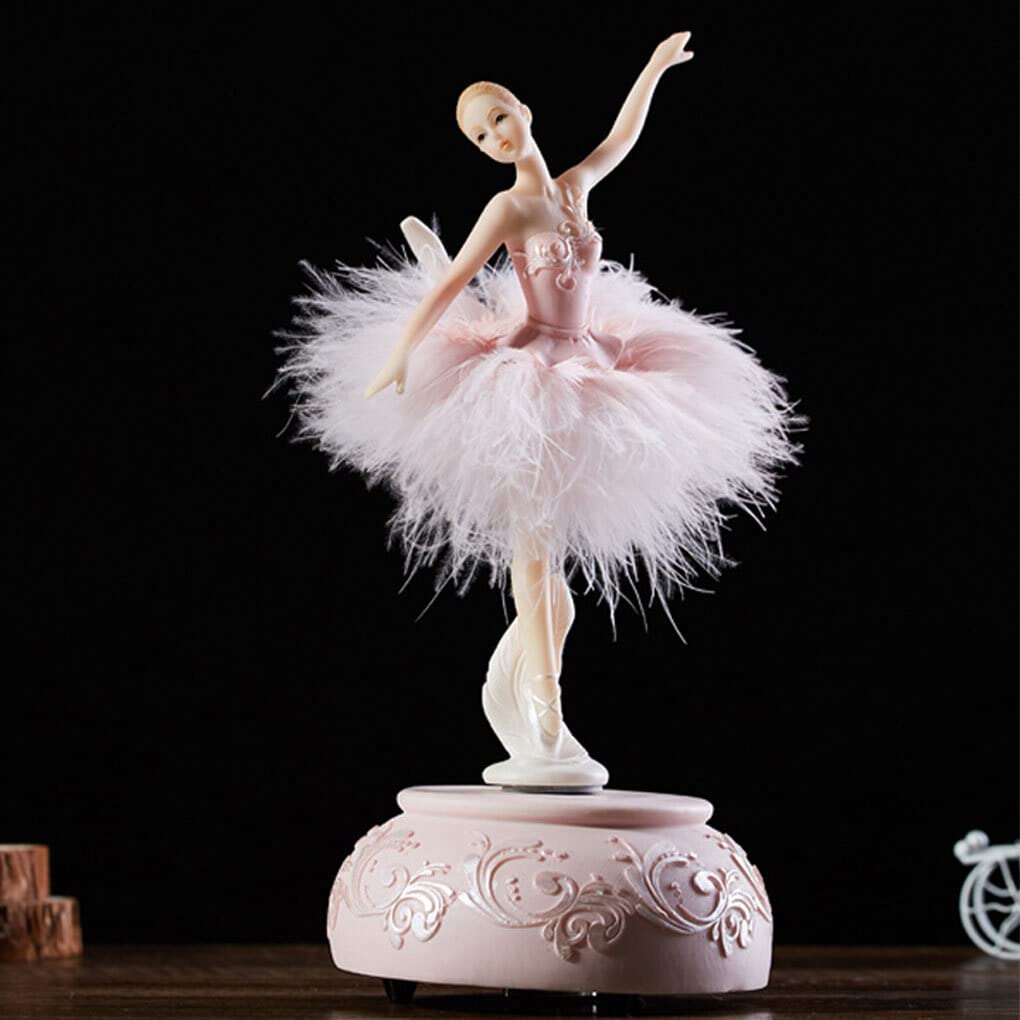 Bailarina Caja Musical Elegante Bailarina Figuras Decoración Amigo Navidad Hogar Escritorio Boda Regalo de Cumpleaños, Rosa