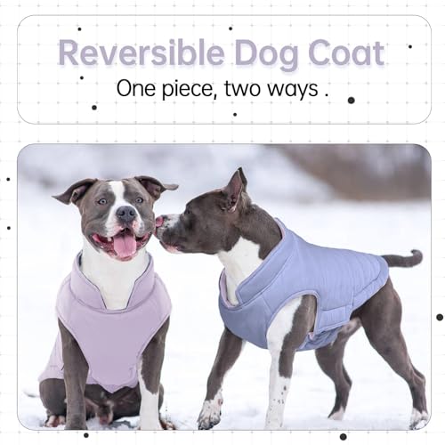 Image of Lelepet Reversible Dog Coat Windproof Dog Puffer Jacket Lightweight Vest