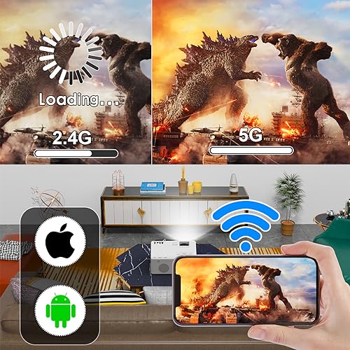TMY 5G WiFi-projector met Bluetooth 5.1, 9000 lumen HD-filmprojector, 1080P ondersteunde mini-projector, draagbare buitenprojector, compatibel met tv-stick, telefoon, computer, HDMI, USB, AV, TF - Image 3