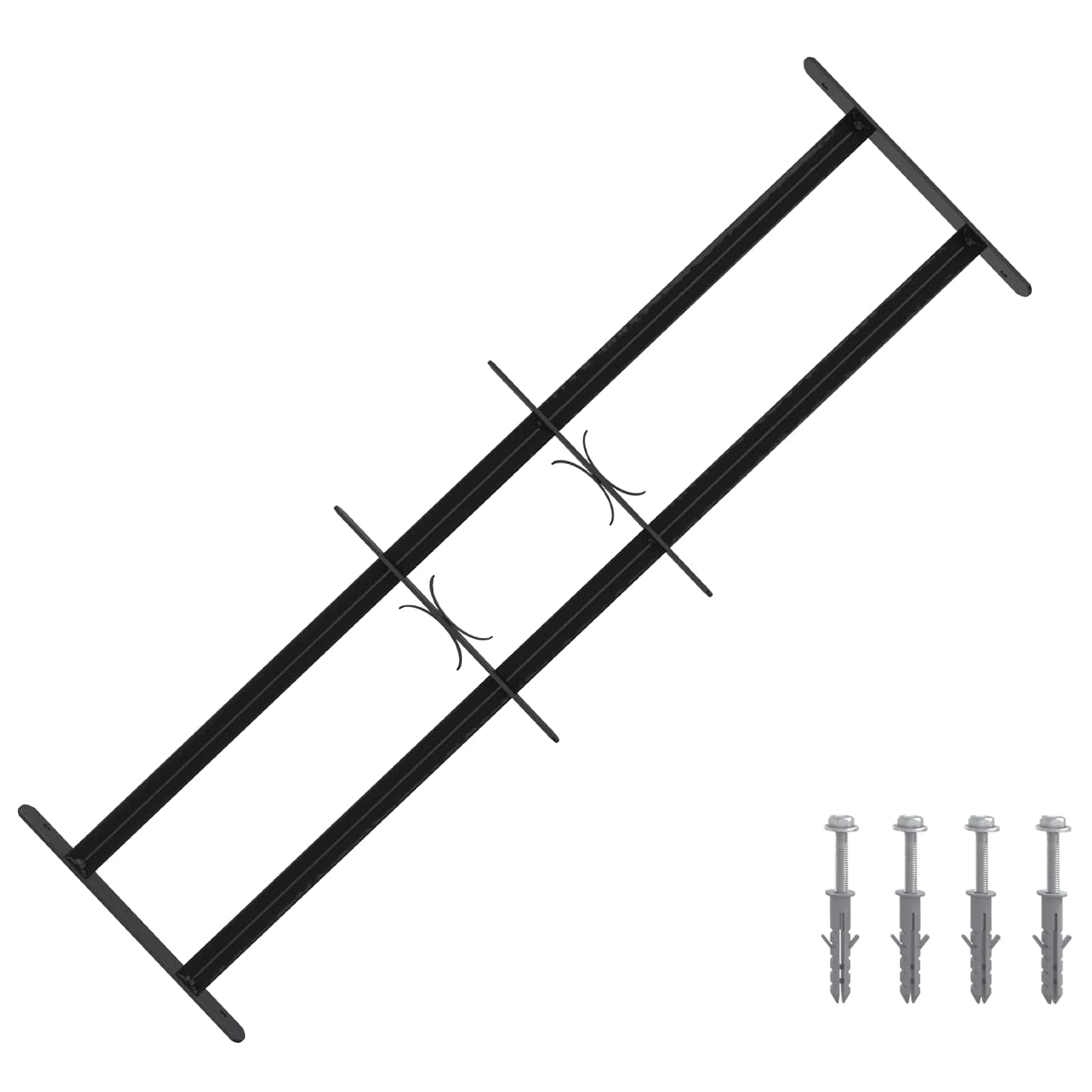 Rejilla de seguridad para ventanas con 2 barras transversales, 3 unidades, 63 – 114 cm, acero recubierto de polvo negro, ajustable, protección antirrobo, para casa, apartamento, interior y