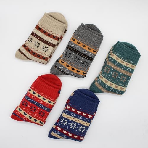 Wool Socks for Women, Cozy Thermal Fall Winter Hiking Alpaca Warm Think Knit Comfy Crew Calf Socks4