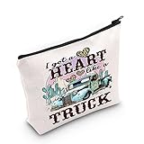 LEVLO Country Music Quote Cosmetic Bag Song Western Gift I Got A Heart Like a Truck Musical Make Up Zipper Pouch Bag Cowboy Cowgirl Merchandise (Like a Truck)