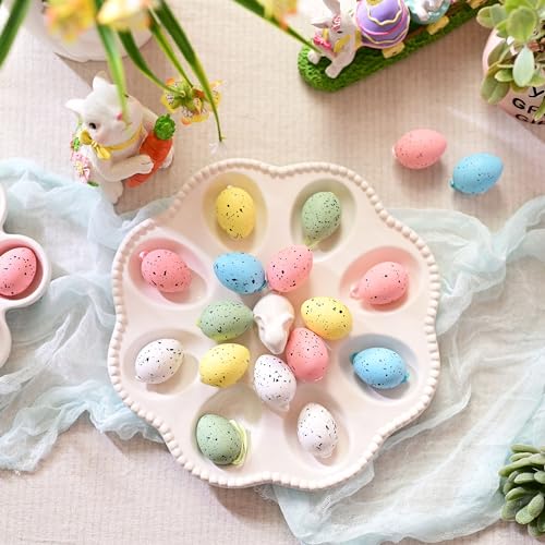Valery Madelyn 18pcs Easter Egg Decoration Tree Ornaments Set, 4CM Shatterproof Hanging Easter Eggs for Tree,Colorful Easter Basket Stuffers Egg Bulk for Spring Window Party Decor image_3
