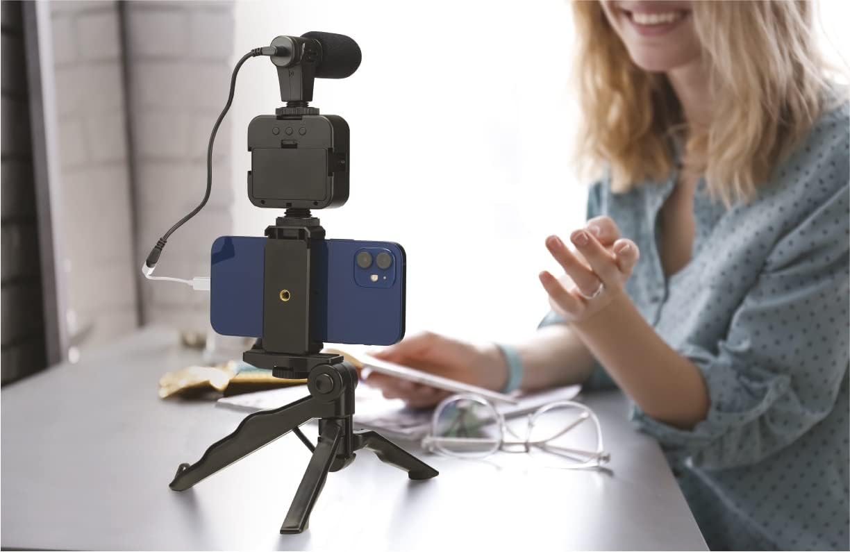Mobility Lab ML305578 Vlogging Kit set up on a table with a smartphone