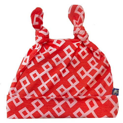KicKee Pants Baby-Boys Double Knot Hat- Poppy Geo Lattice