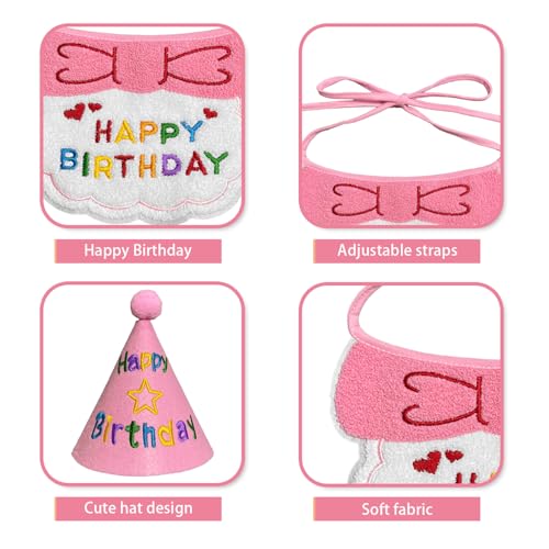 Set cumpleaños perro: Gorro y babero talla grande rosa miniatura 3