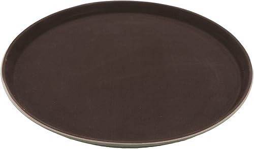 Vista 12 de G.E.T. RCT-11-BR Bandeja de servir redonda de plástico antideslizante con forro de corcho sin BPA, 11.25", marrón (juego de 12)