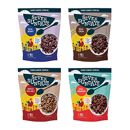 Seven Sundays Grain Free Cereal - Variety Pack - 4 Count, 8 Oz Bags - Gluten And Grain Free, Paleo, Keto Friendly, No Refined Sugar, Vegan, Non-Gmo #TOP13