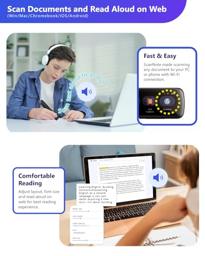 PenPower WorldPenScan Go | Caneta de leitura OCR | Texto para fala para dislexia | Scanner de caneta