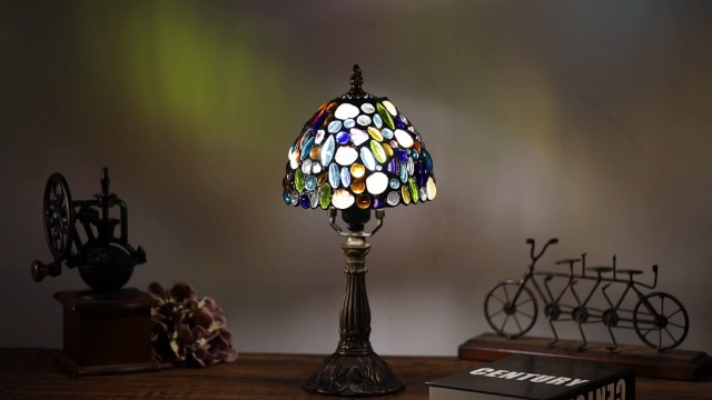 Nizrsky Tiffany Lamp 8IN Stained Glass Table Lamp, Handcrafted