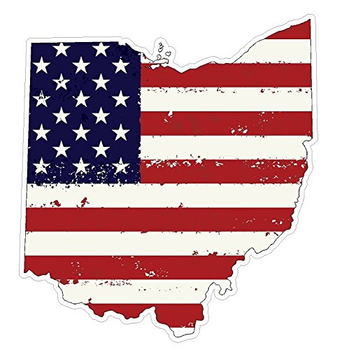Ohio State Distressed Flag Vinyl Decal - 5 Inch Black And White State Pride Sticker